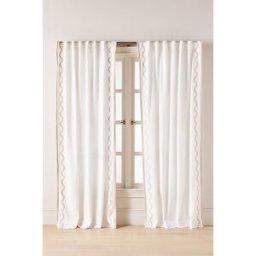 Rideau en Coton Brodé à Bordure Festonnée en Beige taille: 50 x 84 chez Anthropologie