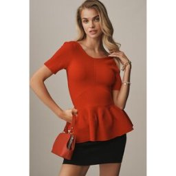 Combinaison à manches courtes et à basque Maeve en Red taille: S chez Anthropologie