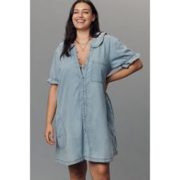 La Robe Chemise Mini Keira à Col par Pilcro en Blue taille: 2 X chez Anthropologie
