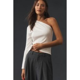By Anthropologie Haut côtelé asymétrique en White taille: L