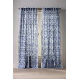 Rideau en coton tissé à impression de bloc en Blue taille: 108" chez Anthropologie