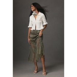 Haut Maeve à volants et boutons sur le devant en White taille: XS PETITE chez Anthropologie
