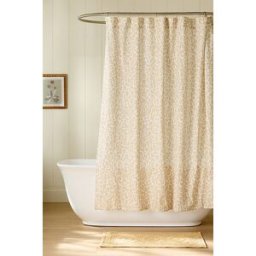 La Collection de Rideaux de Douche en Coton Imprimé Slub en Beige taille: 72" x 72" chez Anthropologie
