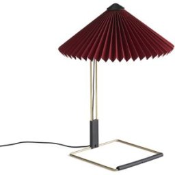 Hay - Lampe de table Matin - Rouge - Coton plissé - Designer Inga Sempé