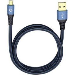 USB 2.0 [1x USB 2.0 type A mâle - 1x USB 2.0 mâle Micro-B] 0.50 m bleu contacts dorés Oehlbach USB Plus Micro
