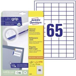 Avery Zweckform 6121 Etiquette universelles 38 x 21.2 mm papier blanc 1950 pc(s) fixation permanente imprimante à jet dencre, imprimante laser, imprimante