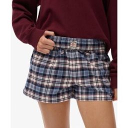 Superdry Femme Short à Carreaux en Coton Avec élastique Blue Taille: 34