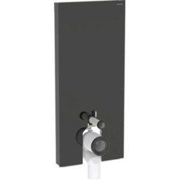 Module de toilettes sur pied Geberit Monolith 131233SJ6 hauteur 114cm, façade en verre noir, côté en aluminium chromé noir