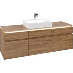 Villeroy und Boch Legato Villeroy et Boch vasque B762L0RH 160x55x50cm, centre vasque, avec éclairage LED, Kansas Oak
