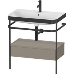 Combinaison lavabo pour meuble Duravit Happy D.2 Plus HP4742O9292 77,5 x 49 cm, 1 trou pour robinetterie, finition gris pierre satiné, avec console en métal