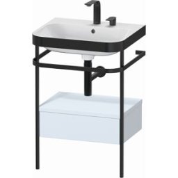 Combinaison lavabo pour meuble Duravit Happy D.2 Plus HP4740E9797 57,5 x 49 cm, 2 trous pour robinetterie, finition bleu clair satiné, avec console en métal