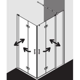 Kermi Diga demi-porte d' Diga Kermi DI2CL11020VPK 110x200cm, argent brillant, verre de sécurité trempé transparent, gauche, sur receveur de douche
