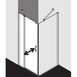 Kermi Pega porte battante 2000 -swing avec panneau fixe PE1NL10018VNK 100x185cm, verre de sécurité trempé argent brillant SR Arena C, gauche, sur receveur de douche
