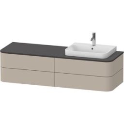 Duravit Happy D.2 Plus meuble sous-vasque HP4973R6060 160x55cm, pour console, 4 tiroirs, pour vasque à poser, droite, taupe satiné