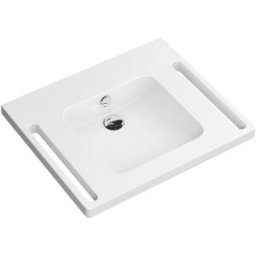 Hewi lavabo en fonte minérale 950.11.140 65 x 55 cm, moule carré, sans trou pour robinet avec trop-plein, blanc