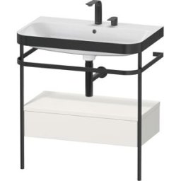 Combinaison lavabo pour meuble Duravit Happy D.2 Plus HP4742E3939 77,5 x 49 cm, 2 trous pour robinetterie, nordic blanc , avec console en métal