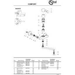 Ideal Standard / 4, 200 mm, B964585AA cpl. pour B0106, chrome