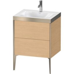Duravit XViu Table de toilette XV4709OB130P 60x48cm, 2 2000 - out, match3 trou de coulée, champagne mat, Cadres P, Eiche natur