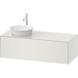 Duravit White Tulip meuble sous-vasque WT4977L3636 130 x 55 cm, Weiß Seidenmatt , 2000 , coulissant 2000 , plaque console match3, vasque à gauche