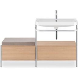 Combinaison lavabo pour meuble Duravit Happy D.2 Plus HP4857O7171 140x49cm, avec console en métal, 1 trou pour robinetterie, chêne méditerranéen