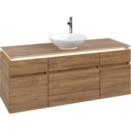 Villeroy und Boch Legato Villeroy et Boch vasque B586L0RH 140x55x50cm, meuble sous-vasque central, avec éclairage, Kansas Oak