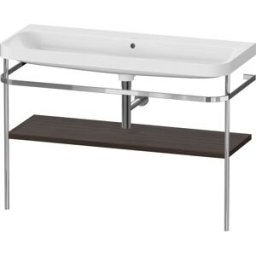 Duravit Happy D.2 Plus combinaison lavabo pour meuble HP4839N69690000 117,5x49cm, avec console en métal, sans trou pour robinetterie, noyer brossé