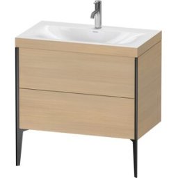 Duravit XViu Table de toilette XV4710OB271C 80x48cm, 2 2000 - out, Match2 trou de coulée, noir mat, Cadres C, le chêne méditerranéen