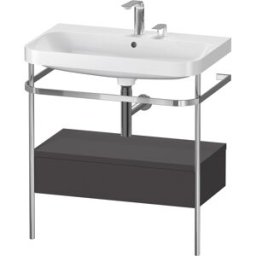 Duravit Happy D.2 Plus combinaison lavabo pour meuble HP4842E8080 77,5 x 49 cm, 2 trous pour robinetterie, graphite super mat, avec console en métal