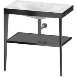 Duravit XViu vasque combinaison XV4715NB289 80 x 48 cm, sans trou pour robinet, gris flanelle brillant, avec console en métal, noir mat