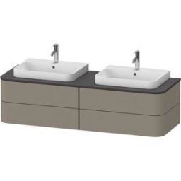 Duravit Happy D.2 Plus meuble sous-vasque HP4974B9292 160x55cm, pour console, 4 tiroirs, pour vasque à poser, des deux côtés, finition satinée gris pierre