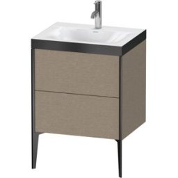 Duravit XViu Table de toilette XV4709OB211P 60x48cm, 2 2000 - out, Match2 trou de coulée, noir mat, Cadres P, le cachemire chêne