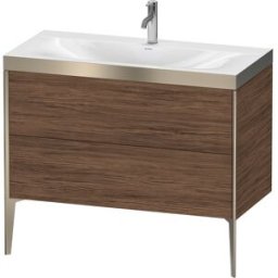 Duravit XViu Table de toilette XV4711OB121P 100x48cm, 2 2000 - out, Match2 trou de coulée, champagne mat, Cadres P, noyer noir