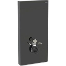 Module WC suspendu Geberit Monolith 131222SJ6 hauteur 101cm, façade en verre noir, côté en aluminium chromé noir