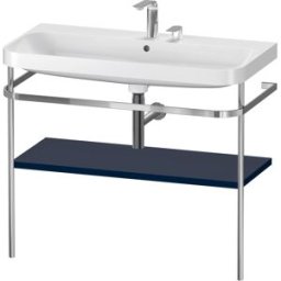 Combinaison lavabo pour meuble Duravit Happy D.2 Plus HP4838E9898 97,5 x 49 cm, 2 trous pour robinetterie, finition satinée bleu nuit, avec console en métal