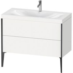 Duravit XViu Table de toilette XV4711OB218C 100x48cm, 2 2000 - out, match3 trou de coulée, noir mat, Cadres C, blanc mat