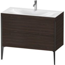 Duravit XViu Table de toilette XV4711OB269C 100x48cm, 2 2000 - out, Match2 trou de coulée, noir mat, Cadres C, noyer satiné
