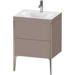Duravit XViu Table de toilette XV4709OB143C 60x48cm, 2 2000 - out, Match2 trou de coulée, champagne mat, Cadres C, le basalte mat