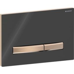 Plaque de déclenchement Geberit Sigma 50 Square 115670DW2, plaque de recouvrement noire, plaque/bouton or rose, pour double chasse