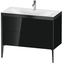 Duravit XViu Table de toilette XV4711OB240P 100x48cm, 2 2000 - out, Match2 trou de coulée, noir mat, Cadres P, noir brillant