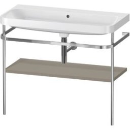 Combinaison lavabo pour meuble Duravit Happy D.2 Plus HP4838N9292 97,5 x 49 cm, sans trou pour robinetterie, finition satinée gris pierre, avec console en métal