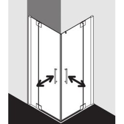 Kermi porte battante d'entrée de Pasa XP à panneau fixe PXEPL103201PK 103x200cm, brillant argent mat, verre de sécurité trempé transparent, demi-partie gauche, sur la zone de douche