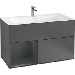 Villeroy und Boch Villeroy et Boch Finion Villeroy et Boch G030HGGK 99,6x59,1cm, éclairage mural, étagère à gauche Midnight Blue Matt Lacquer , anthracite mat