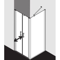 Kermi Pega porte battante PEPTD08320VNK 83x200cm, verre de sécurité trempé argent brillant SR Arena C, sur la zone de douche