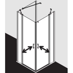 Kermi demi-porte d'entrée d' Liga avec champ fixe LIEPR12320VAK 123x200cm, argent brillant, verre de sécurité trempé, à droite, sur la zone de douche