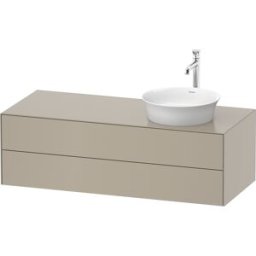 Duravit White Tulip WT4987R6060 130 x 55 cm, Taupe Seidenmatt , suspendu, 801 tiroirs, 2000 panneau console, vasque à droite