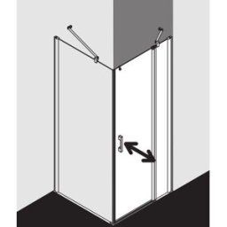 Kermi Pega porte battante 2000 -swing avec panneau fixe PE1NR12020VNK 120x200cm, verre de sécurité trempé brillant argenté SR Arena C, à droite, sur receveur de douche
