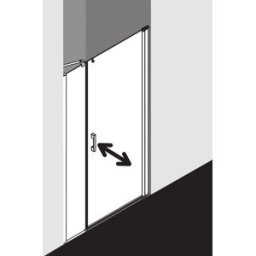 Kermi Pega porte battante 2000 -swing avec panneau fixe PE1OR10318VYK 103x185cm, verre de sécurité trempé argent brillant SR Opaco Clean, à droite, sur la zone de douche