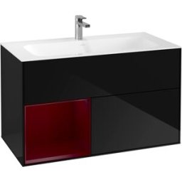 Villeroy und Boch Villeroy et Boch Finion Villeroy et Boch G030HBPH 99,6x59,1cm, éclairage mural, étagère à gauche Peony , Glossy Black Lacquer