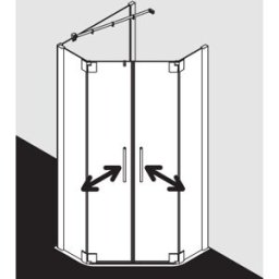 Kermi Pasa XP porte de douche pentagonale battante PXF4309018VPK 90x90x185cm, argent brillant, verre de sécurité trempé clair