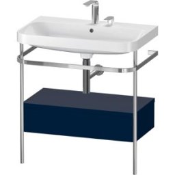 Combinaison lavabo pour meuble Duravit Happy D.2 Plus HP4842E9898 77,5 x 49 cm, 2 trous pour robinetterie, finition satinée bleu nuit, avec console en métal